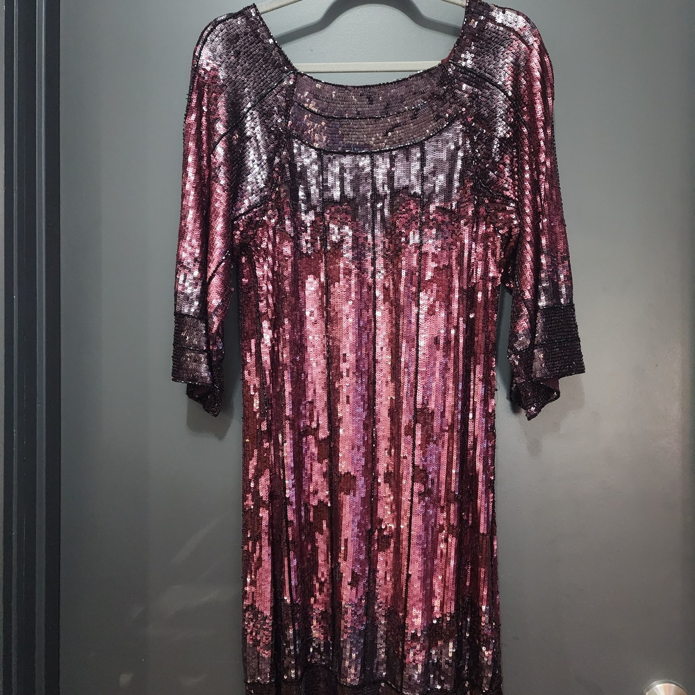 Badgley Mischka Elegant Purple Ombre Sequin Dress